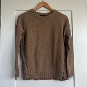 J Crew sweater with two front zips and ribbing detail on sleeves